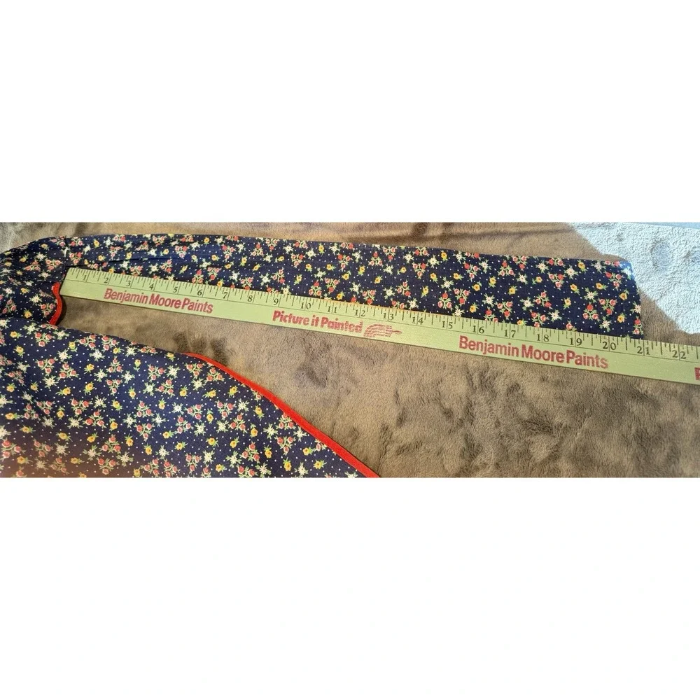 VTG 1/2 Apron Pocket Red Blue Yellow Floral Retro Feed Sack Cottage Farmhouse - Picture 8 of 9